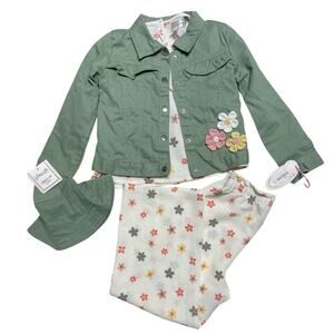 Nannette Floral 3 Piece Jacket Pant Set w/Bucket Hat size 6
